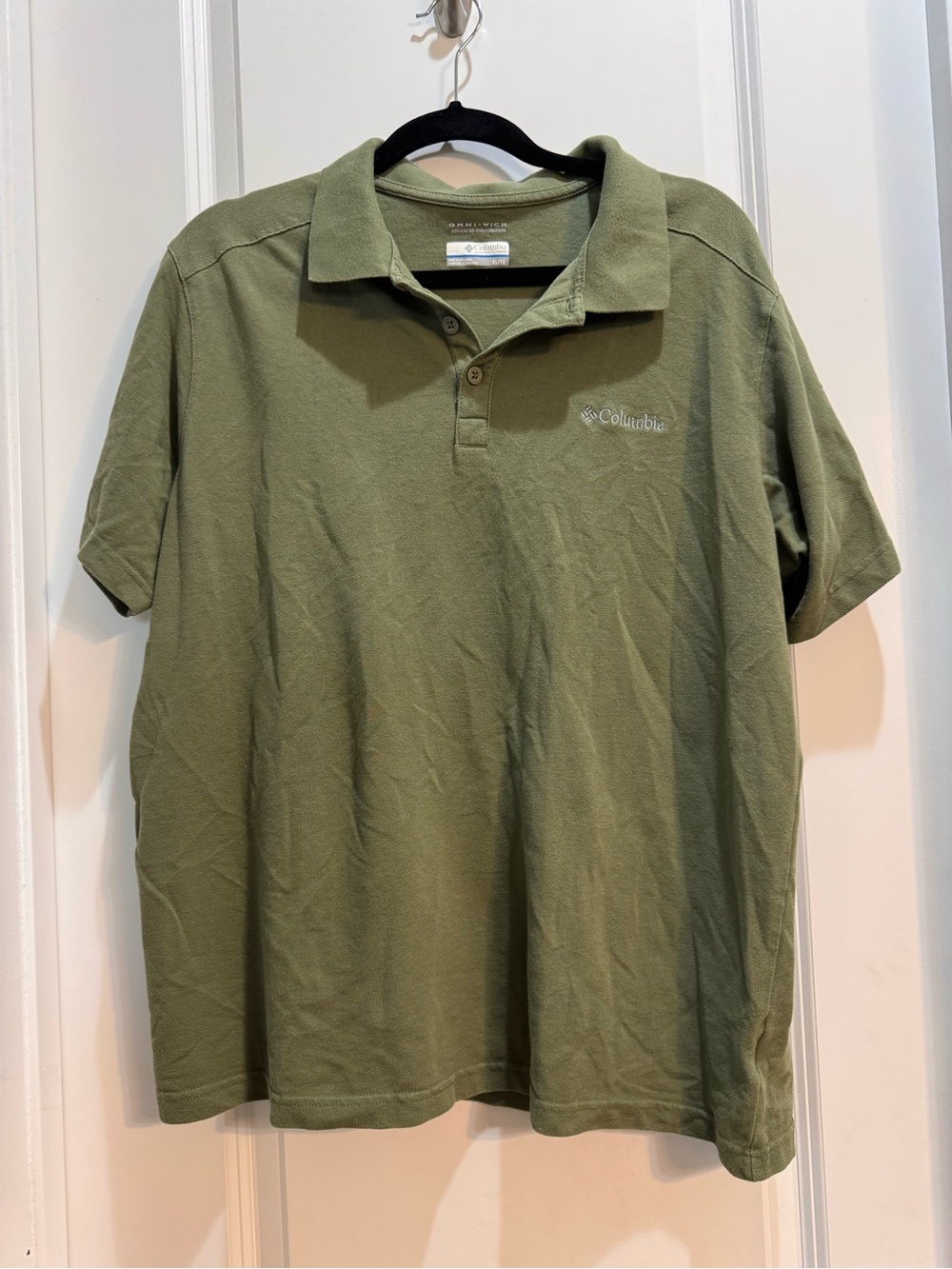 COLUMBIA Green Omni-wick Advanced Evaporation Short Sleeve Shirt XL Collared